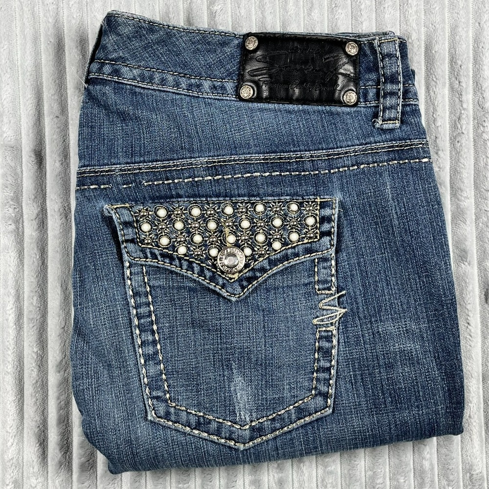 Seven‎ 7 Luxe Slim Boot Jeans Women's 16 Embellished Flat Pockets Preppy Stretch
